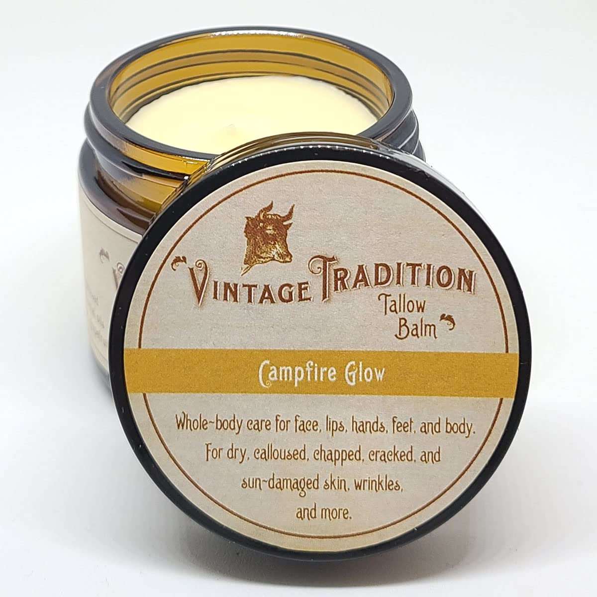 Vintage Tradition Beef Tallow All Purpose Balm - Healing, Hydrating Warm Ginger Skin Care Salve Replaces Body Lotion, Hand Cream