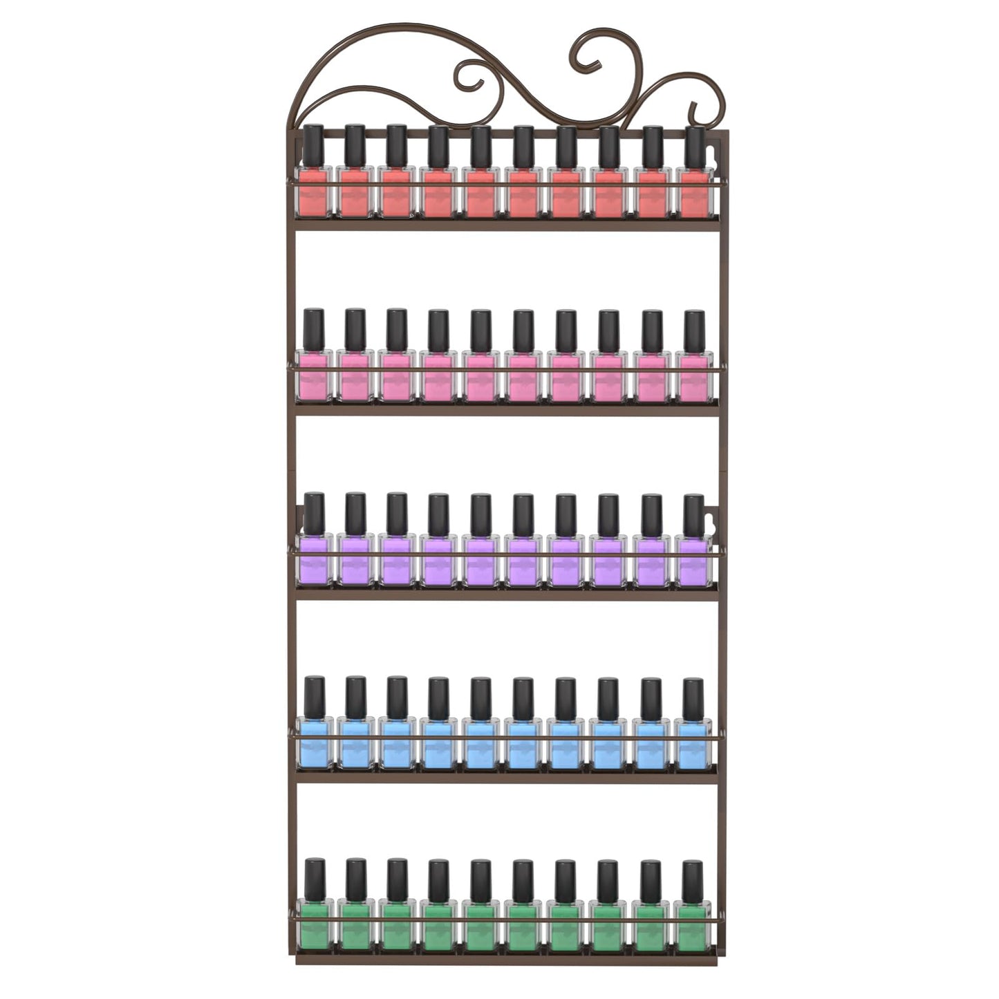 Erytlly Wall Mounted Nail Polish Rack, Nail Polish Holder Stand, Rectangle Nail Polish Storage Organizer, Salon Nail Polish Shel