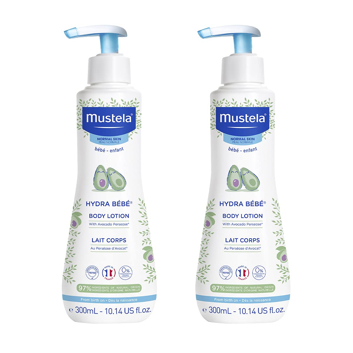 Mustela Hydra Bebe Body Lotion - Daily Moisturizing Baby Lotion With Natural Avocado, Jojoba & Sunflower Oil 10.14 Fl. Oz. 2-P
