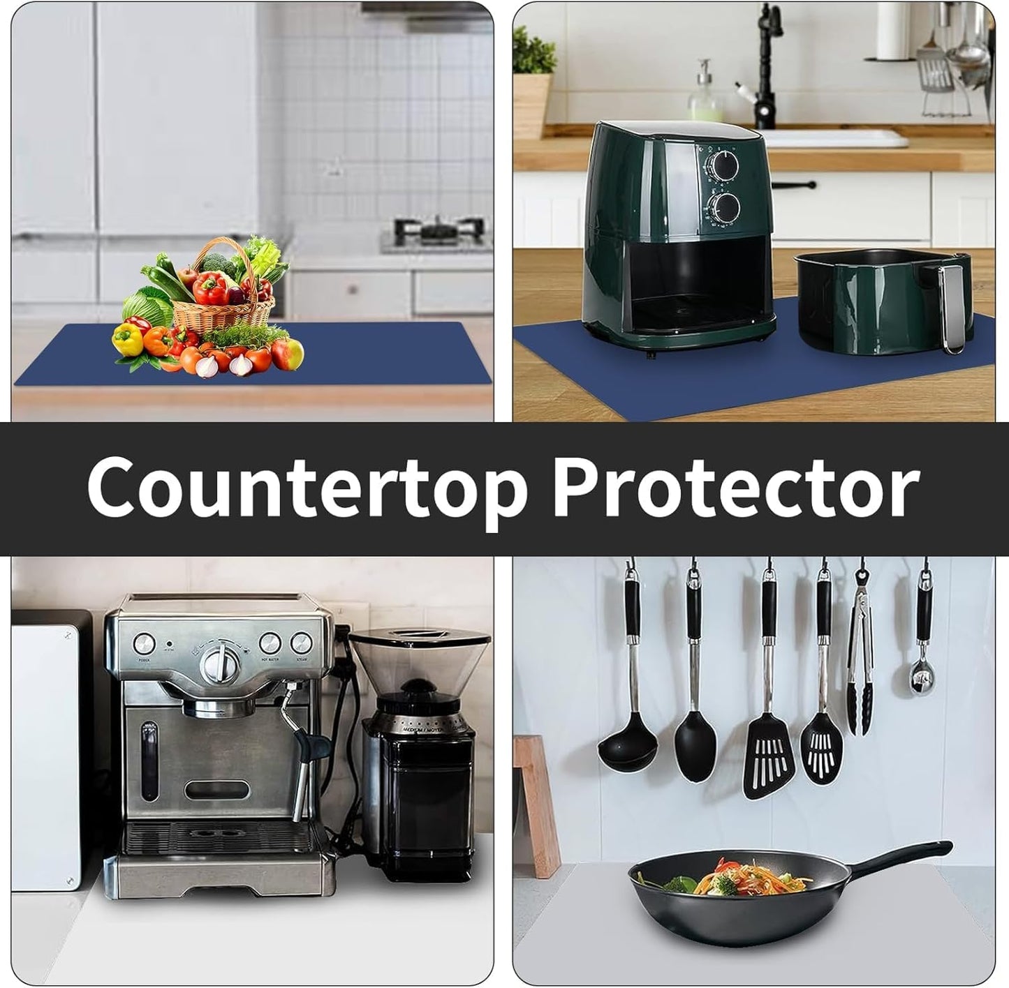 2MM Thick Large Silicone Mat, 47.2"x23.6"(120cmx60cm) Silicone Mats for Kitchen Counter, Heat Resistant Mat, Non-Slip Kitchen Counter Mat, Waterproof Countertop Protector for Craft, Translucent Black