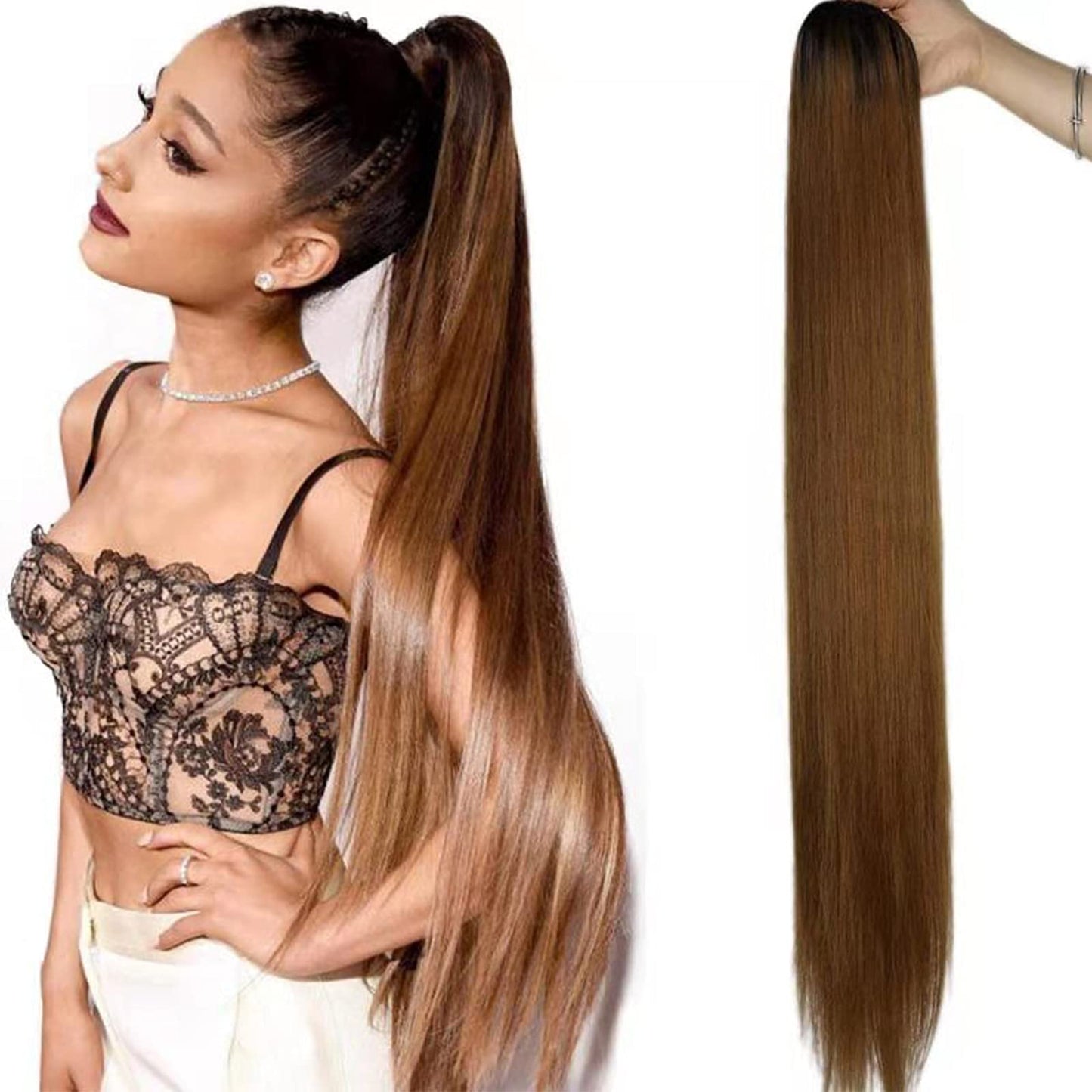 Fashion Icon Long Straight Drawstring Ponytail 30 Inch Synthetic Clip In Ponytail Extension For Women (T2/30#