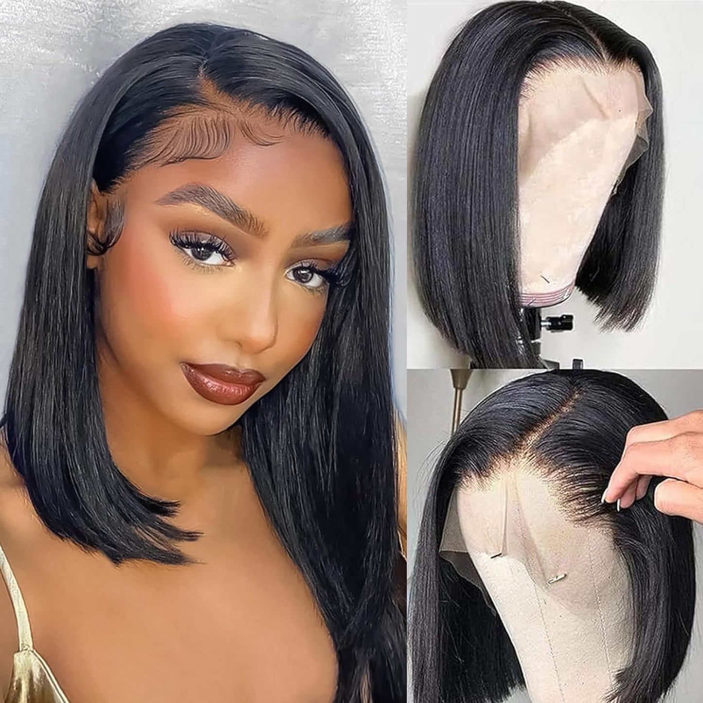 Usexy 14 Inch Bob Wig Human Hair 13X4 Frontal Lace Wig Brazilian Virgin Lace Front Straight Human Hair Bob Wigs For Black Women