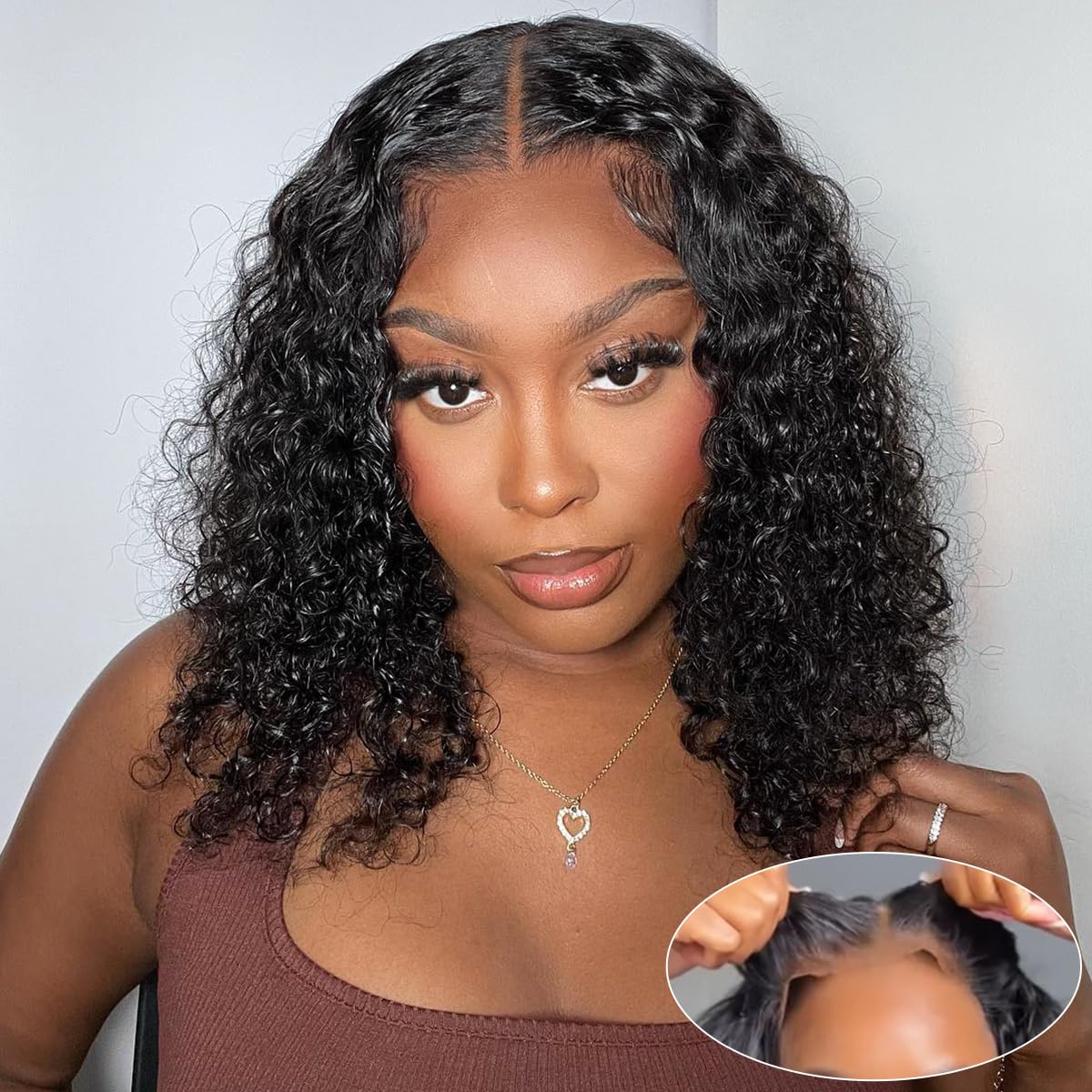 Smilegirl Glueless Wigs Human Hair Pre Plucked Pre Cut Short Curly Bob Wigs For Black Women 5X5 Hd Lace Closure Wet And Wavy Glu