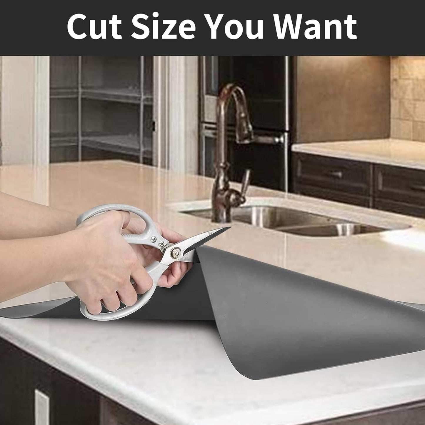 Super Large Silicone Mat, 120"x24"(305cmx60cm) Silicone Mats for Kitchen Counter, Non-Slip Heat Resistant Mat,Thicken Kitchen Counter Mat, Waterproof Countertop Protector for Craft (Dark Grey)
