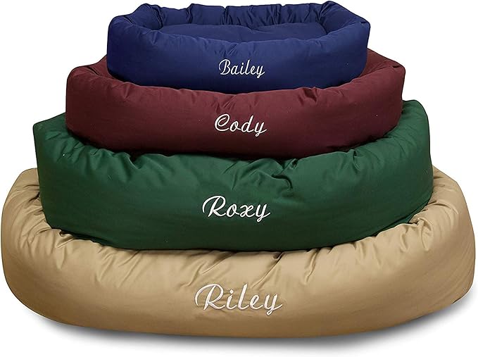 Majestic Pet Personalized 52 Inch Bagel Calming Dog Bed - Washable, Cozy Soft Round With Spine Support - Fluffy Donut Shape 52x35x11 Inches - X-Large, Blue