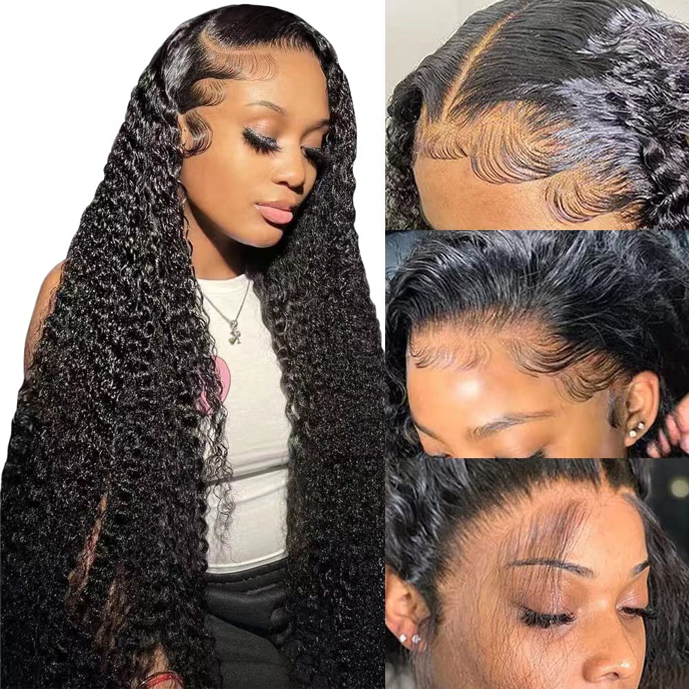Jenniferita 13X6 Deep Wave Lace Front Wigs Human Hair 24Inch Hd Transparent Curly Lace Front Wig Human Hair 200% Brazilian Virgi