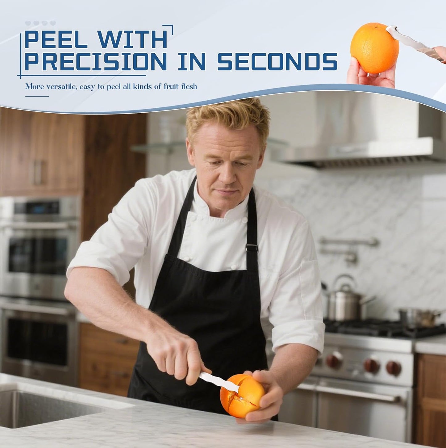 Stainless Steel Citrus Peeler Tool - Effortless Fruit Peeler for Oranges, Lemons, Grapefruits - Ergonomic Kitchen Gadget with Sharp Blade, Rust-Resistant & Easy Storage (5.1 Inch, 0.06lbs)