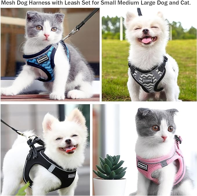 Dog Harness with Leash Set, No Pull Adjustable Reflective Step-in Puppy Pet Vest Harnesses for Small Medium Large Dogs and Cats,Camo Set XXS