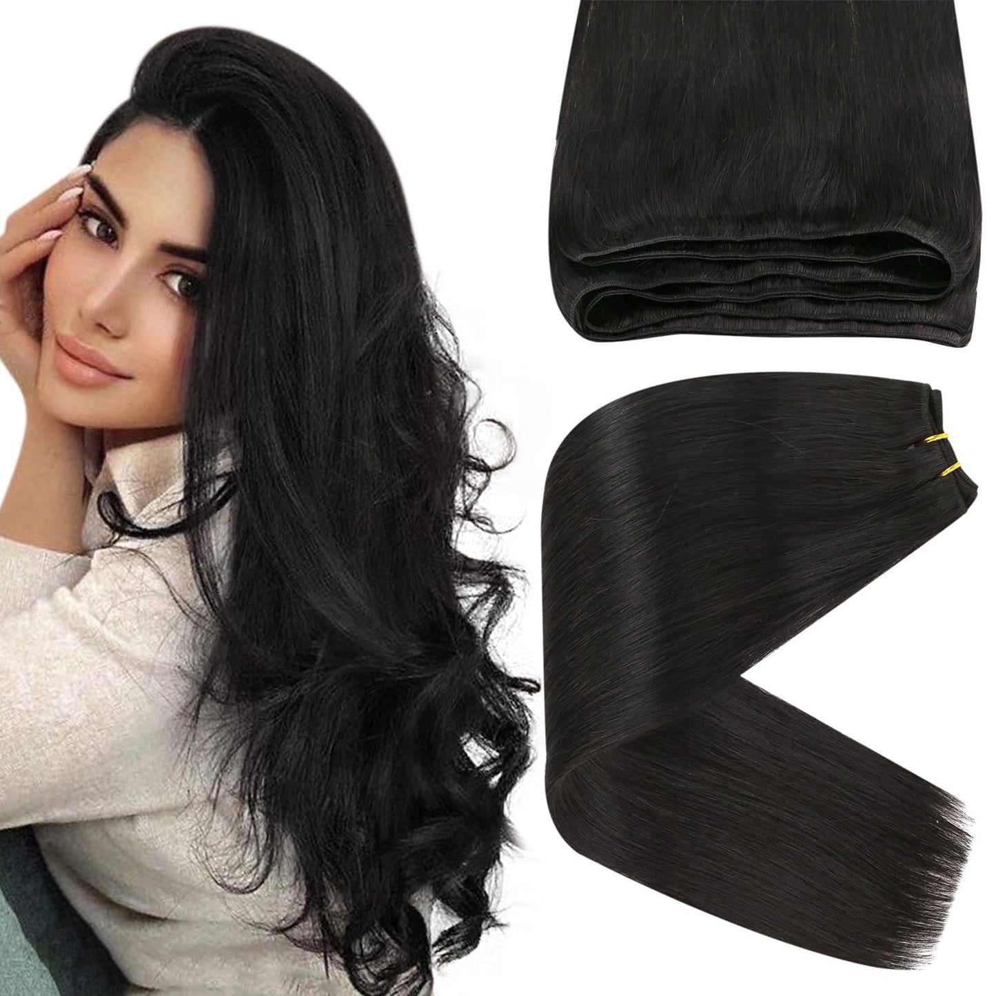Sunny Black Weft Hair Extensions Human Hair Remy Sew In Extensions Human Hair Black Hair Extensions Real Human Hair Weft Natural