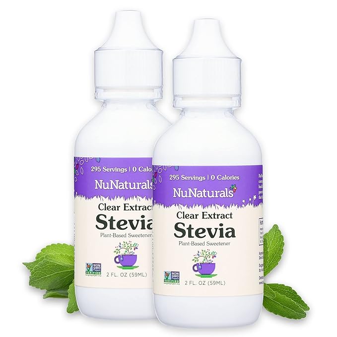 Nunaturals Clear Extract NuStevia, Plant-Based Sweetener, 2 oz, 2 Pack, Plastic