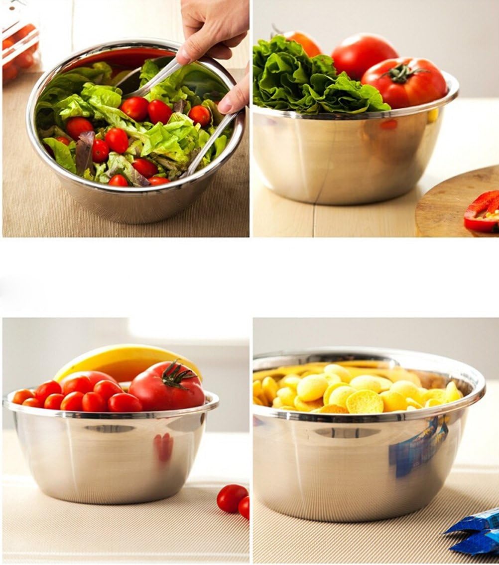 meleg otthon Stainless Steel Bowl,6.5QT Salad Bowl,Metal Bowls,Stainless Steel Basin,Heavy Duty Deeper Edge Mirror Finish Dishwasher Safe Bowl (XL)…