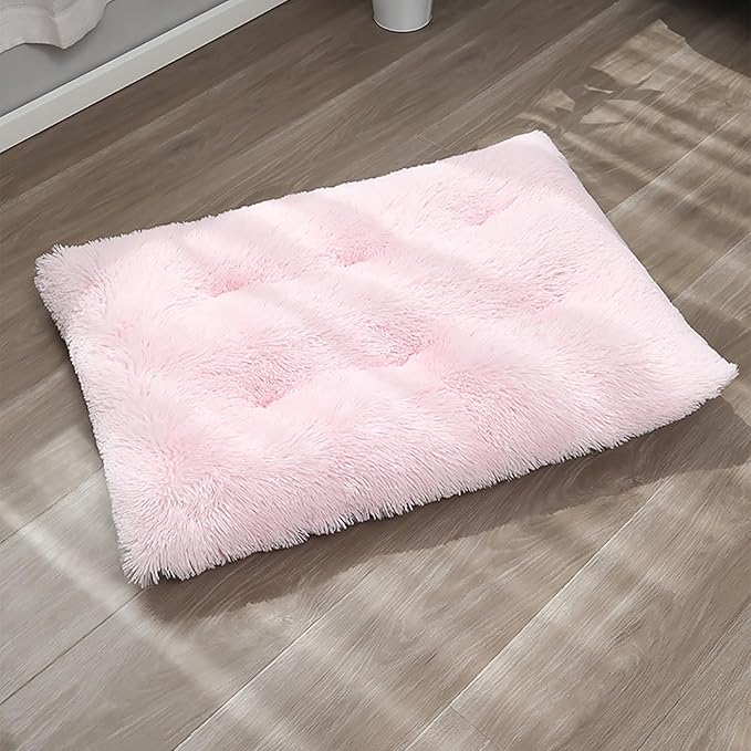 Dog Crate Mat, Dog Bed for Large Dogs, Comfy Fluffy Kennel Pad Anti-Slip for Dog beds & Furniture, Quilted Dog Bed for Pets for Medium/Small Dogs Cats (Color : Pink, Size : 30x21)