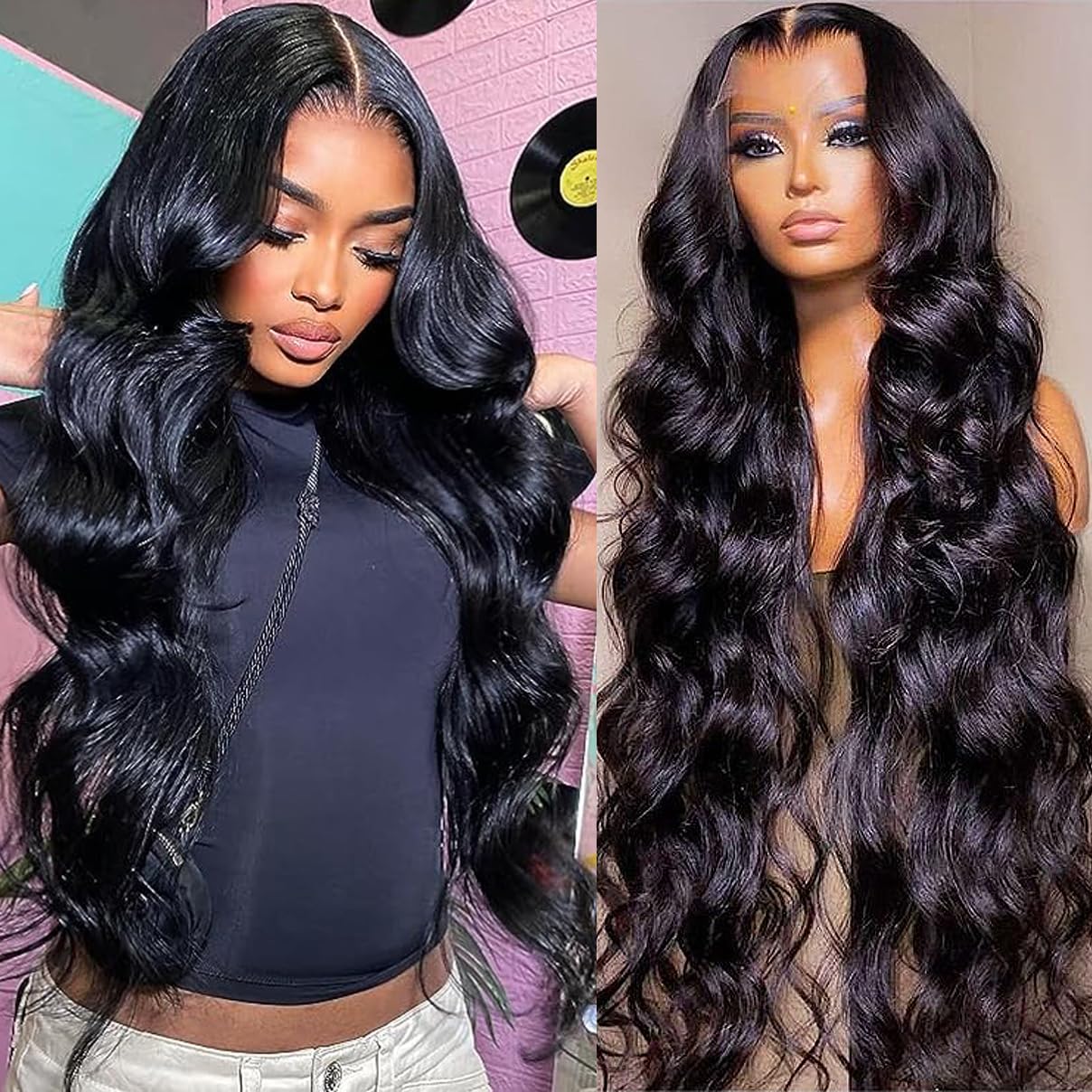 22 Inch Body Wave Lace Front Wigs Human Hair For Black Women 13 6 Hd Transparent Lace Front Wig Natural Black Color 180% Densit