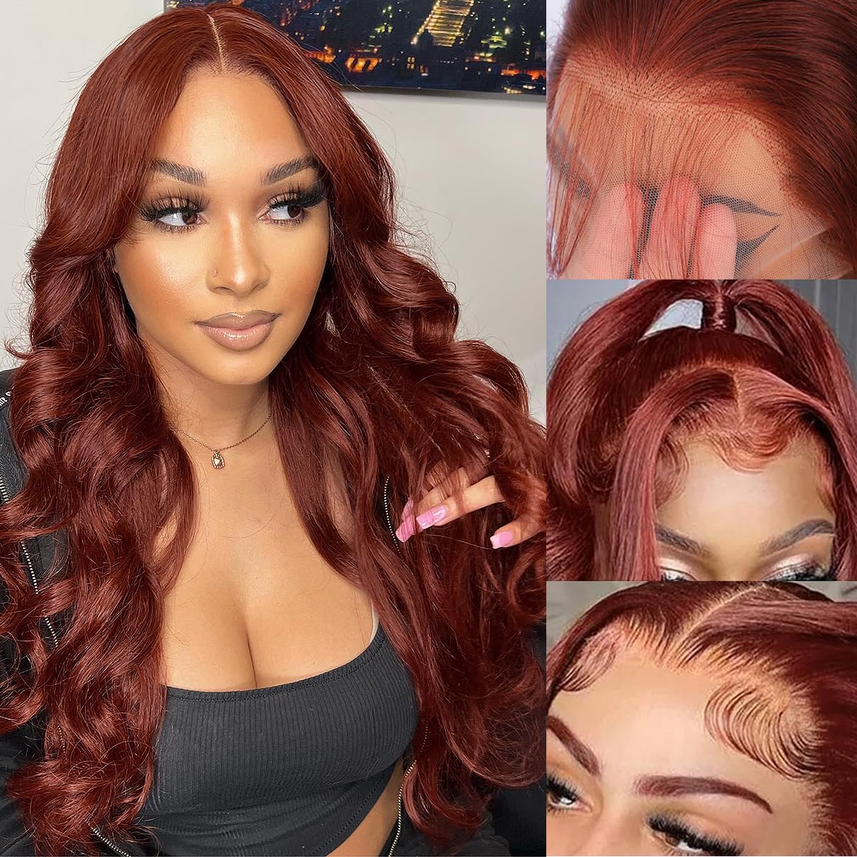 20 Inch Reddish Brown Lace Front Wigs Human Hair 13 6 Hd Lace Body Wave Aubrun Brown Front Wig Pre Plucked Red Human Hair Color