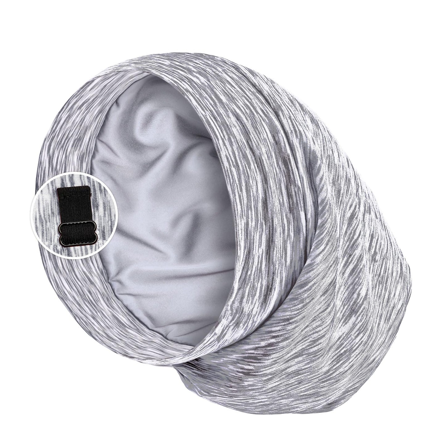 Satin Lined Sleep Cap Bonnet For Curly Hair And Braids, Stay On All Night Hair Wrap With Adjustable Strap For Women And Men, Lig