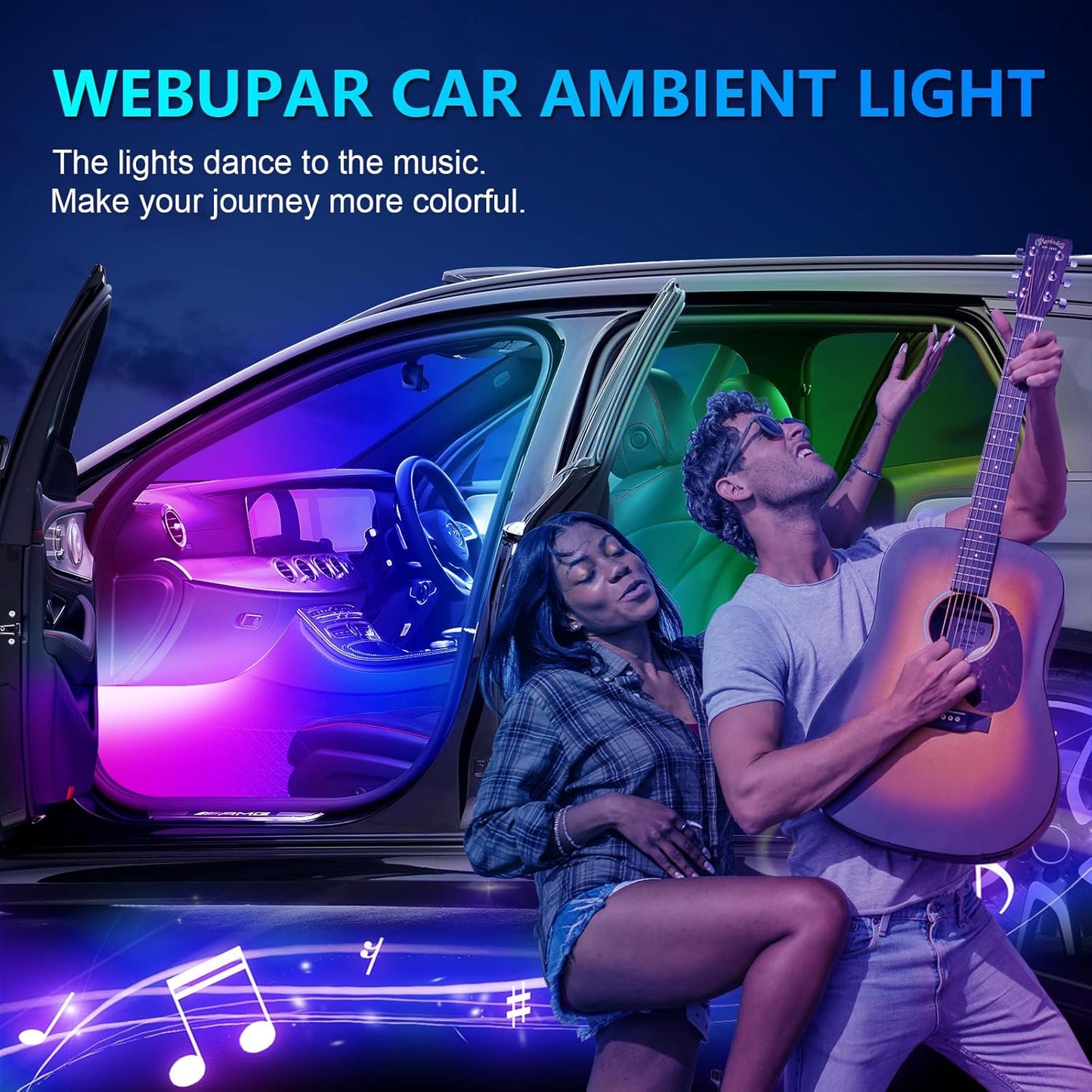WEBUPAR Acrylic Interior Car Lights, Car Accessories 14 in 1 Car LED Strip Lights with APP Control