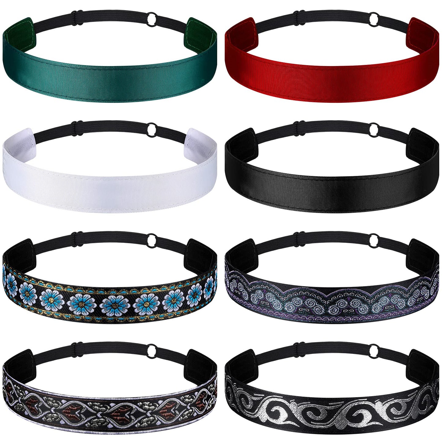 8 Pcs Woman Elastic Headband Adjustable Non Slip Velvet Lined Headbands Solid Color Boho Headband For Women Sport Yoga Work Make