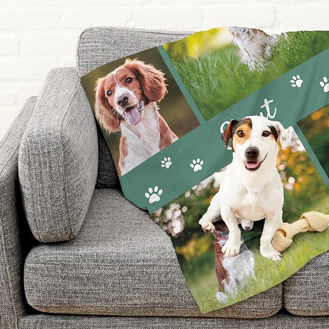 Prints Next Day โ Custom 30" x 40" Fleece Pet Lightweight Blanket with Multi-Photo Upload - Personalized with Pet Lightweight's Name - Gift for Dog or Cat Owners - Printed in America