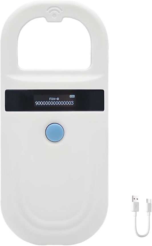 Pet Microchip Reader, Handheld Scanner 134.2Khz, 0-15 Cm Reading, OLED Display, Compatible with Emid Fdx-B, for Pet Identity Tracking