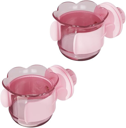 2pcs/4pcs PET Bird Bowls with Clamp, Bird Cage Feeder, Durable Water Bowl, Feeding Cups, Water Feeder for Cockatiel, Parakeet, Macaw, Finches, Lovebirds, Small Animals Gray (Pink, 2pcs)