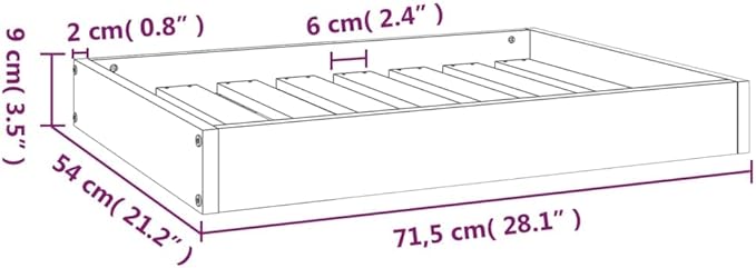 Modern Minimalist Dog Bed, Solid Pine Wood Elevated Pet Platform for Medium Dogs, Rustic Black Frame, 28.1 x 21.3 x 3.5 Inch Durable Pet Furniture