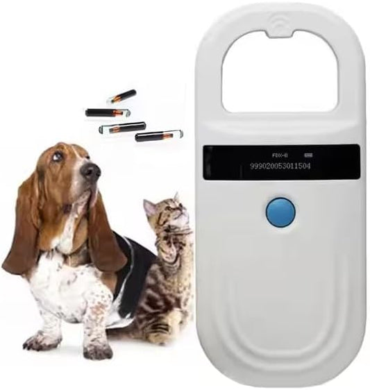 Pet Microchip Scanner ISO11784/85/FDX-B/EMID Animal Handheld Reader,134.2kHz Pet ID Scanner Rechargeable Animal Chip Registration, for Dog/Cat/Pig/Animal (BT White)
