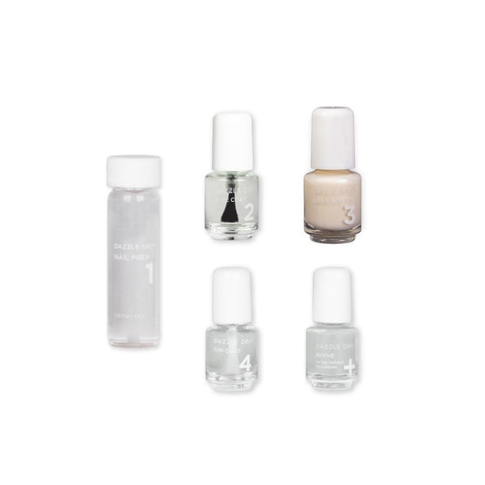 Dazzle Dry Mini Kit 4 Step System - Pawn - An Elegant Semi-Sheer Almond. Semi-Sheer Cream. (5 Piece Kit / 5 Manicures)