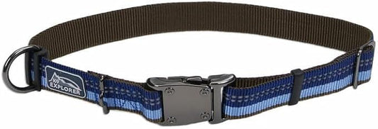 Coastal Pet K9 Explorer Reflective Adjustable Dog Collar - Comfortable Collar for The Outdoors - Durable, Lightweight Accessory with Side-Release Buckle - Sapphire, 1" x 12-18"