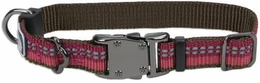 Coastal Pet K9 Explorer Reflective Adjustable Dog Collar - Comfortable Collar for The Outdoors - Durable, Lightweight Accessory with Side-Release Buckle - Berry, 5/8" x 10-14"