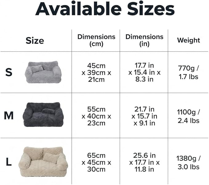 Plush Calming Pet Sofa Bed, Raised Rim, Removable Cover & Non-Slip Bottom for Cats & Dogs, Calming Dog Bed Fluffy Plush Dog Mat for Furniture Protector with Removable Washable Cover (Khaki, Medium)