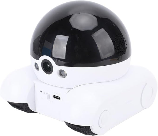 Pomya Robot Camera On Wheels, 2MP 1080P Dual Lens Rotatable, Movable Pet Camera with Phone APP, 2 Way Talk, Motion Detection, 5200mAh Battery, WiFi Indoor Security Camera for Dogs Cats