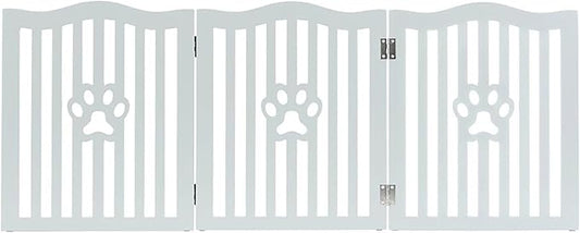 Pet Gate, Wooden Free Standing Dog Gate for Small Dogs and Cats. Great Folding Fence for Doorways, Halls, Stairs. Grey