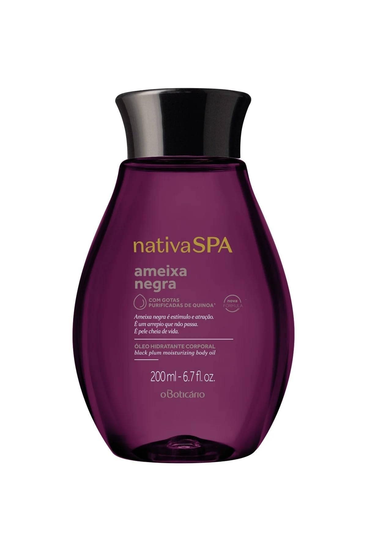 Nativa Spa By O Botic  Rio, Black Plum Body Oil, Scented Moisturizer, Enriched With Purified Quinoa Drops To Boost Hydration, 6.