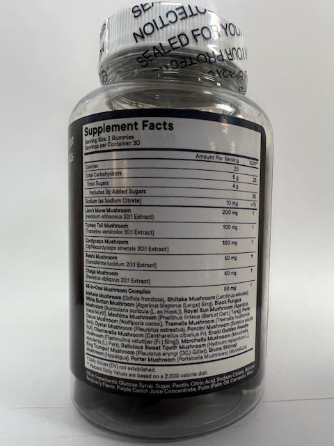 NEW AGE Mushroom Lion's Mane Supplement Gummies - Mushroom Supplement with Reishi, Cordyceps - 60 Count