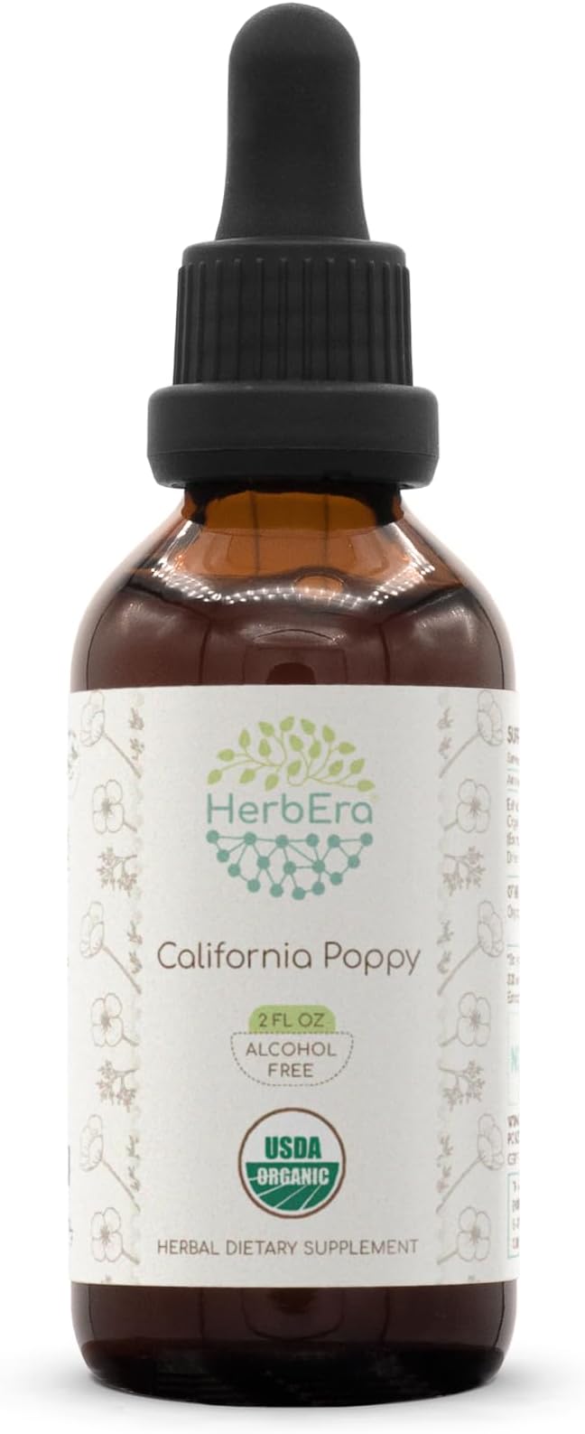 California Poppy B60 USDA Organic Tincture | Alcohol-Free Extract, High-Potency Herbal Drops | Certified Organic California Poppy (Eschscholzia Californica) Dried Herb and Flower (2 fl oz)