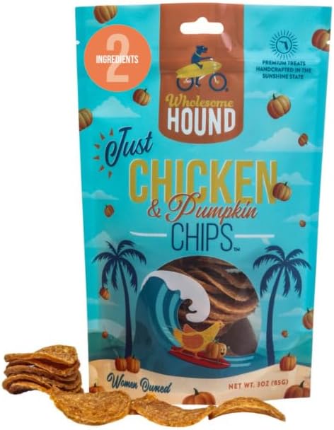 Chicken & Pumpkin Chips – Single Ingredient Dog Treats, All Natural & Healthy Training Snacks for Small, Medium & Large Breeds, Puppies – High Protein, 3oz