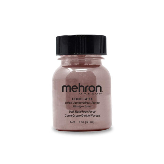 Mehron Makeup Liquid Latex | SFX Makeup | Halloween Latex Makeup | Latex Glue for Skin | Prosthetic Glue 1 fl oz (30 ml) (Dark F