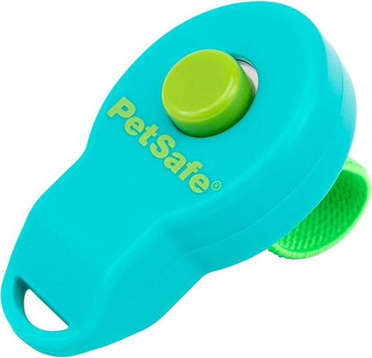 PetSafe Clik-R Training Tool - Positive Behavior Reinforcement - Ergonomic Design - Compact Finger Band - Daily Training Accessory - Clicker for Dogs & Cats - Teal