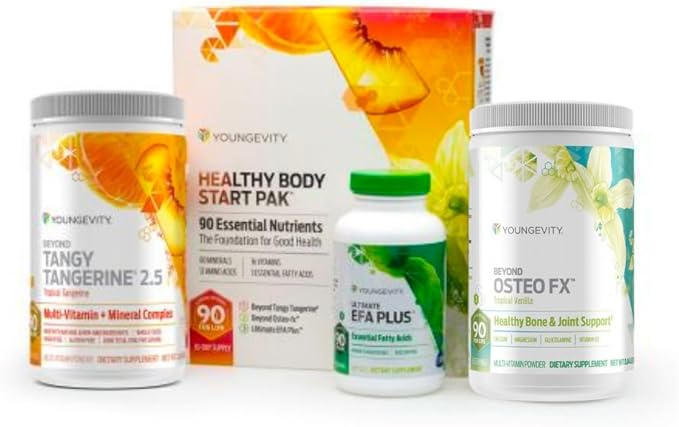 Youngevity Healthy Body Start Pak 2.5 | Complete All-in-One Organic Nutrition | 60+ Minerals, 16 Vitamins, 12 Amino Acids, 6 Essential Fatty Acids | Whole Foods, Pre/Probiotics + Joint Support