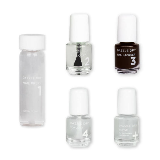 Dazzle Dry Mini Kit 4 Step System - Forbidden Passion, A Sexy Near-Black Raisin Purple. Full Coverage Cream. (5 Piece Kit / 5 Ma
