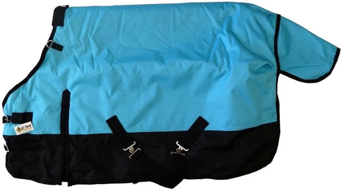 AJ Tack 1200D Waterproof Winter Pony Blanket - 300g Heavyweight Turnout with Fleece Collar, Shoulder Gussets & Tail Flap - Black 50"