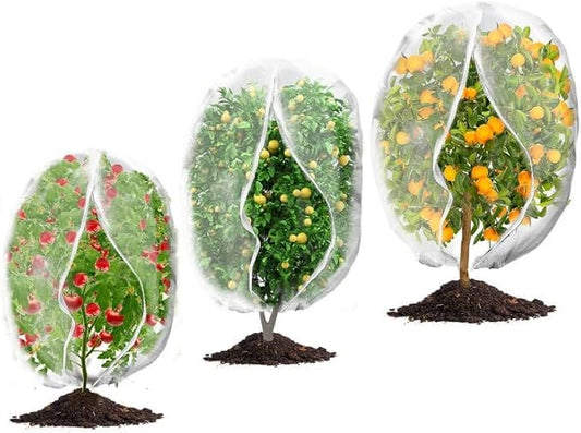 3Pcs Plant Covers from Insects, 3Size Bird Netting Barrier for Blueberry Bushes with Drawstring Zipper Mesh Garden Netting Plants Bags for Protect Fruits Tree Tomato Vegetable 2.6×3.3, 3.3×5, 4×5Ft