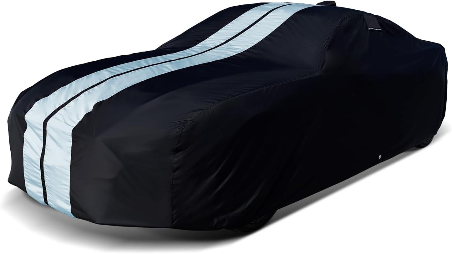 iCarCover Custom Car Cover for Pontiac Tempest Wagon (1964-1968) Waterproof All-Weather Rain Snow UV Sun Protector Full Exterior Indoor Outdoor Car Cover (Stripe - Black/Gray)