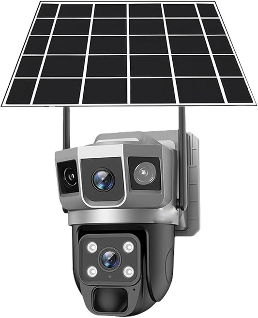for Outdoor Camera Battery CCTV Monitor 4G SIM Card Network IP Security Pet Camera Motion Detection 3 Screen PTZ Camera(WiFi CCTV 32G Card)
