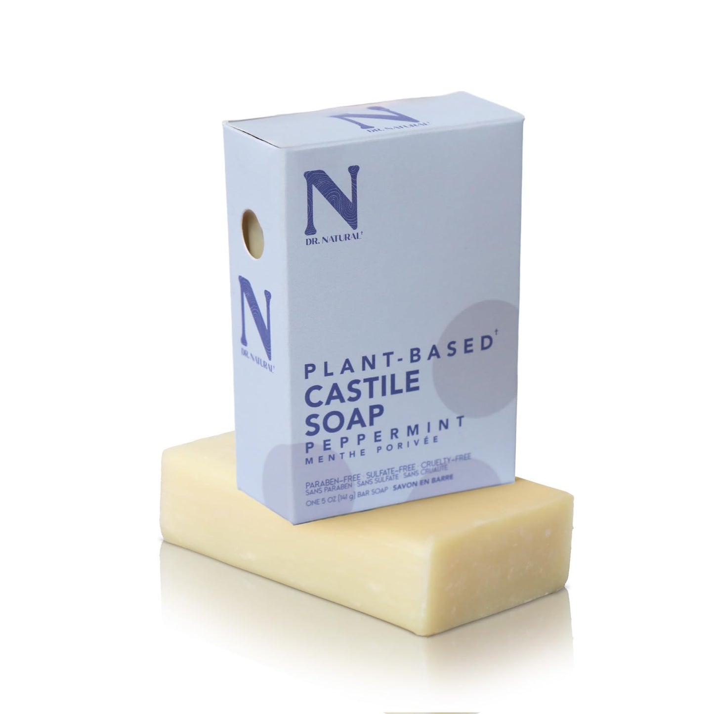 Dr. Natural Pure Castile Soap, Peppermint, 5 Oz - Plant-Based - Made With Shea Butter - Rich In Essential Oils - Paraben-Free, S