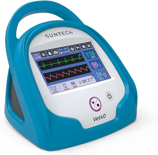 SunTech Vet40 Veterinary Monitor – BP, Masimo SPO₂, Temperature, ECG, Capnography-Capable (Sensor Sold Separately), (Peacock Blue)