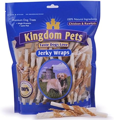 Chicken Jerky Wrapped Rawhide Dog Treats, Natural Dog Jerky Treats Made with Lean Chicken Breast for All Breeds & Sizes, 1-Pound Bag