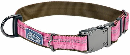 Coastal Pet K9 Explorer Reflective Adjustable Dog Collar - Comfortable Collar for The Outdoors - Durable, Lightweight Accessory with Side-Release Buckle - Rosebud, 5/8" x 10-14"