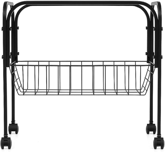Clear View Bird Cage Stand with Wheels and Basket (Black)