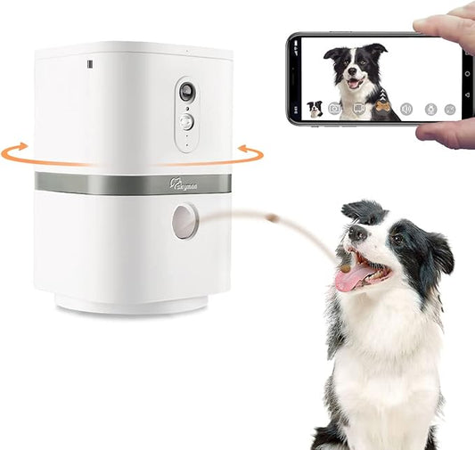 Petalk AI II Dog Camera with Speaker no Subscription,Dog Camera Automatic Treat Dispenser, WiFi Pet Camera with 180° Pan Full-Room View,(2.4G WiFi Only